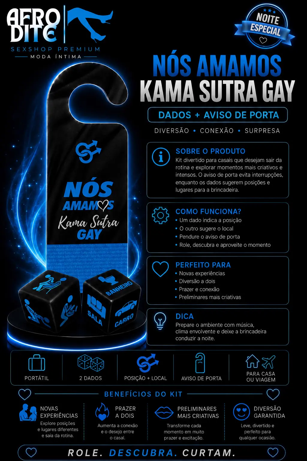 Par de Dados Kama Sutra Gay + Aviso de Porta