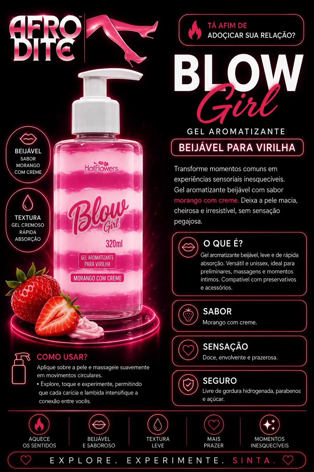 Gel Aromatizante para Virilha Morango com Creme 320ml