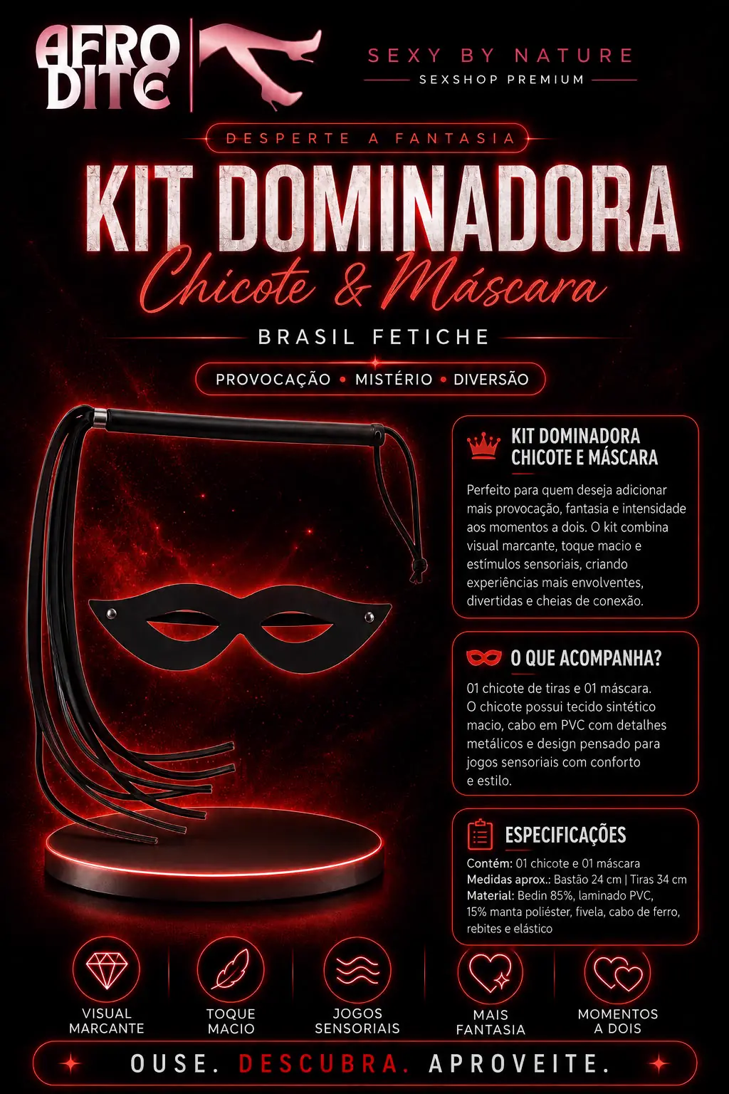 Kit Dominadora — Chicote e Máscara