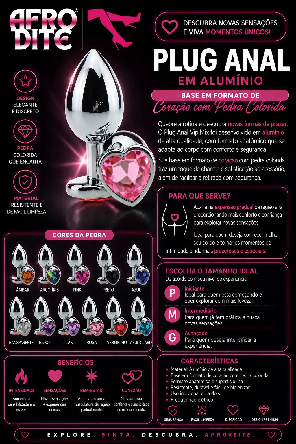 Plug Anal com Pedra Colorida
