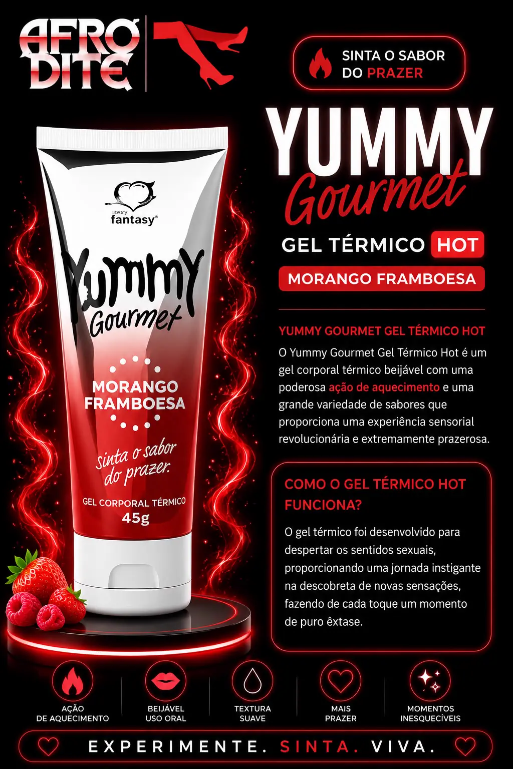 Gel Corporal Térmico Morango Framboesa 45g