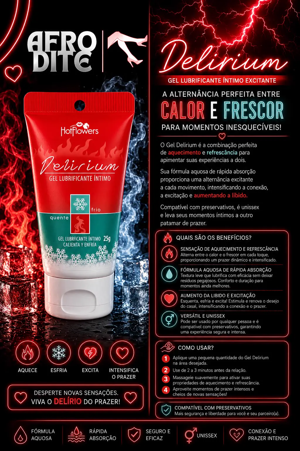 Gel Lubrificante Íntimo Quente Hot Flowers 25g