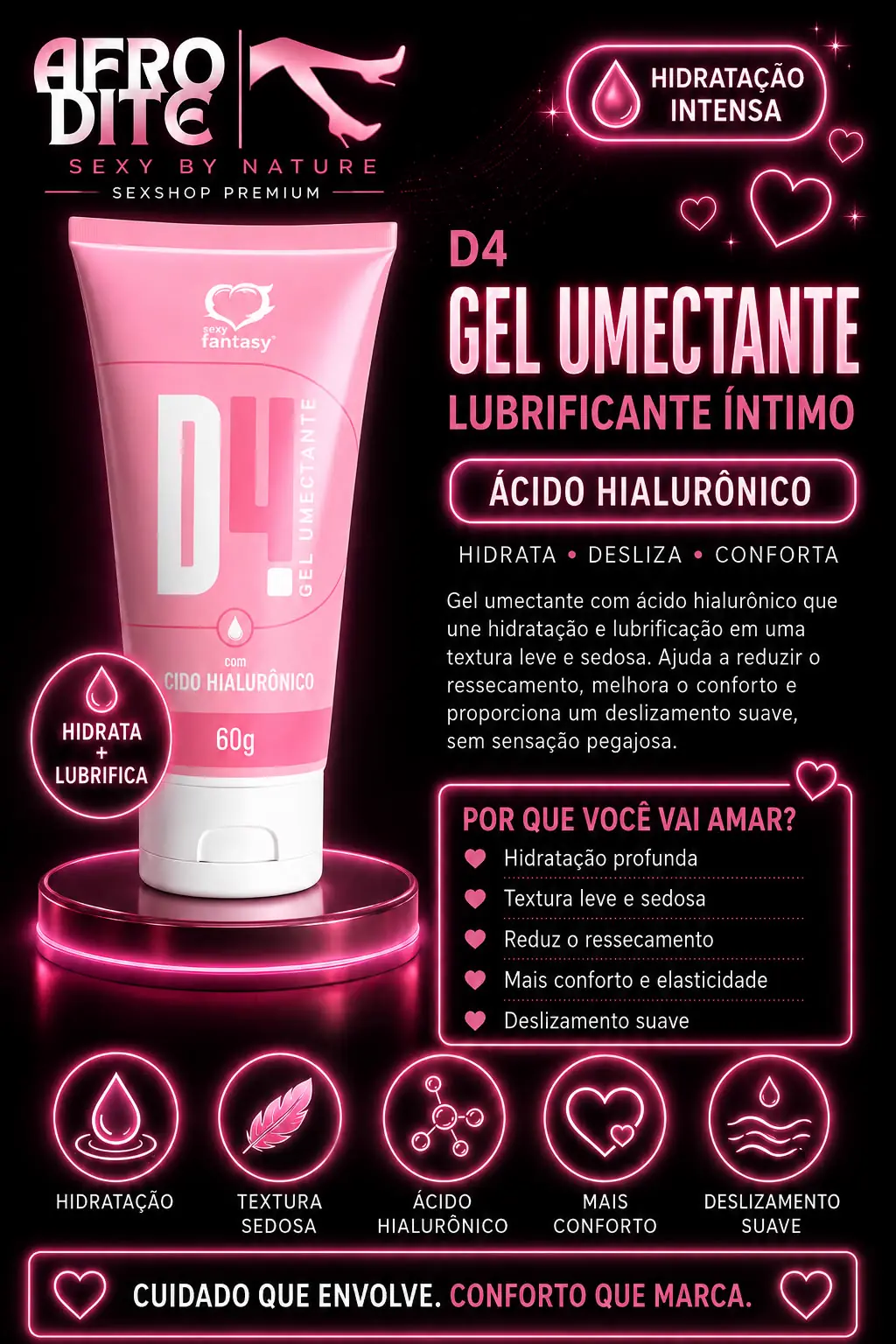 Gel Umectante Lubrificante Íntimo Ácido Hialurônico 60g