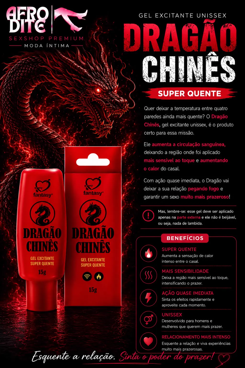 Dragão Chinês Gel Excitante Super Quente 15g