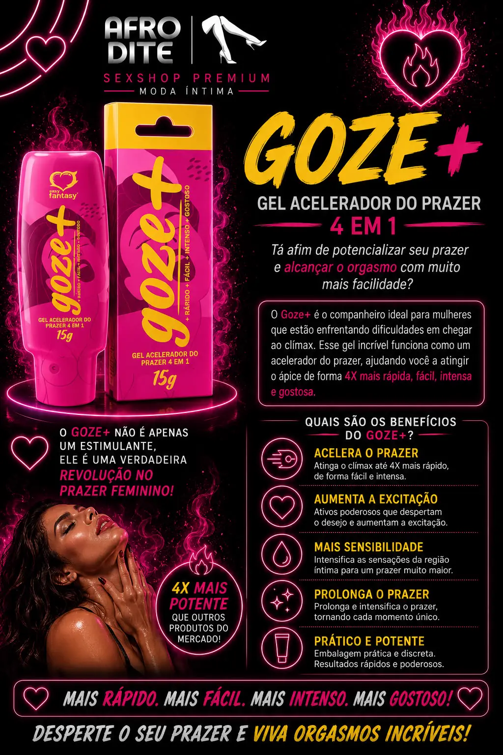 Goze+ Gel Acelerador do Prazer 4 em 1