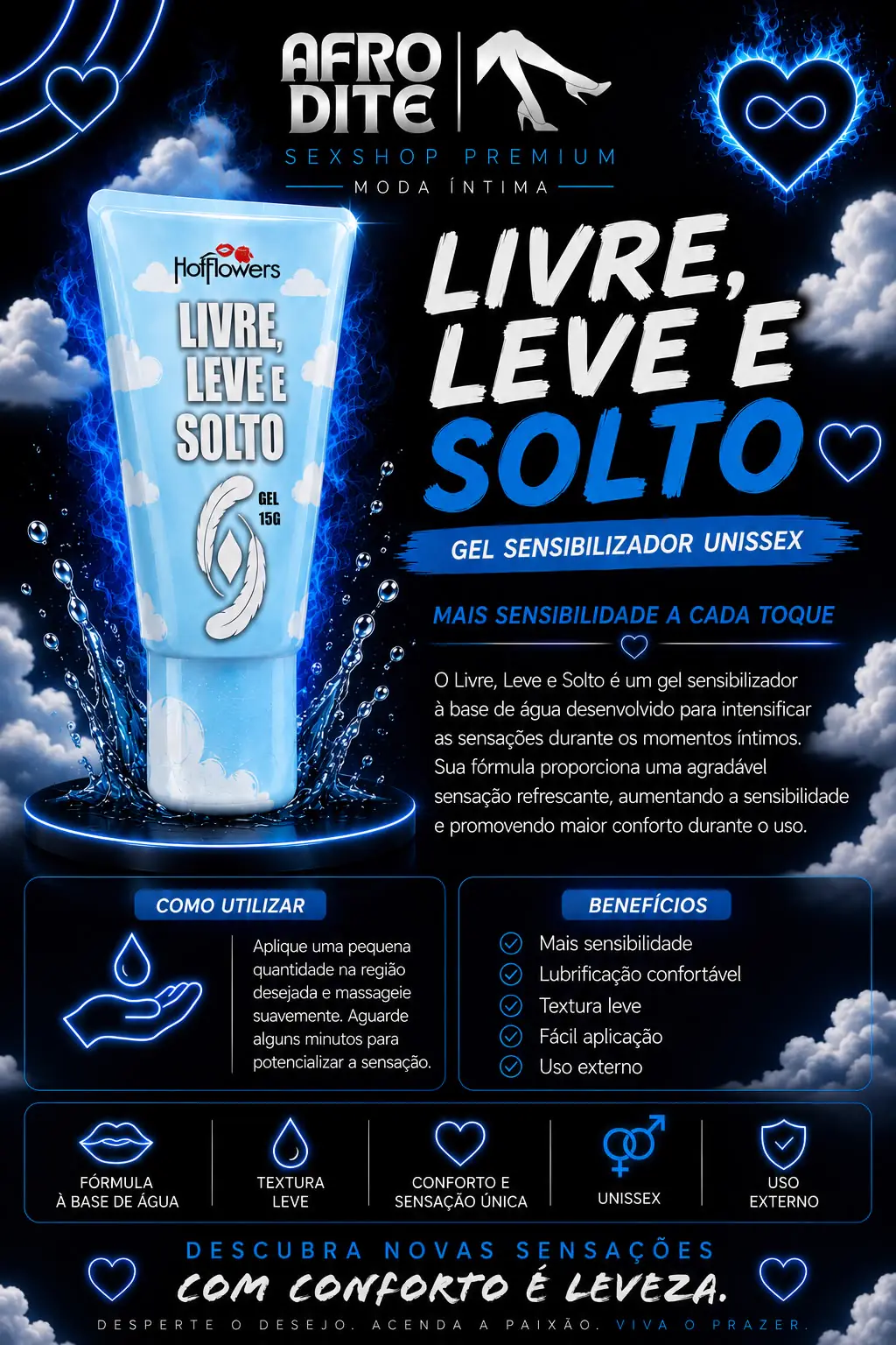 Livre, Leve e Solto Gel Sensibilizador Unissex 15g