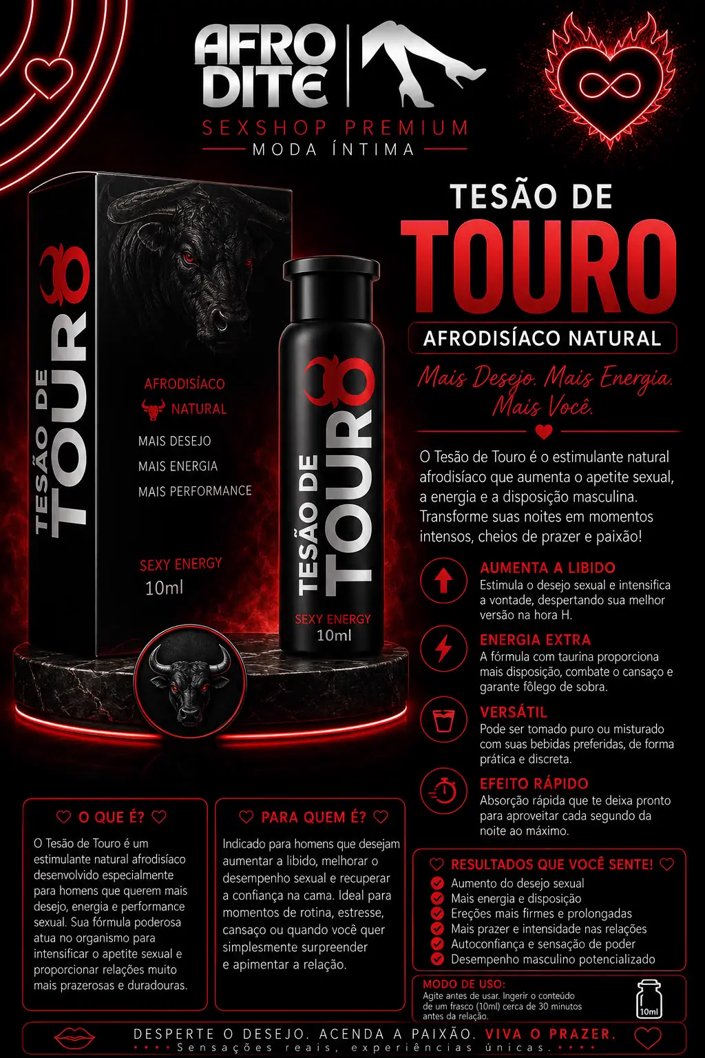 Tesão de Touro Afrodisíaco Natural 10ml