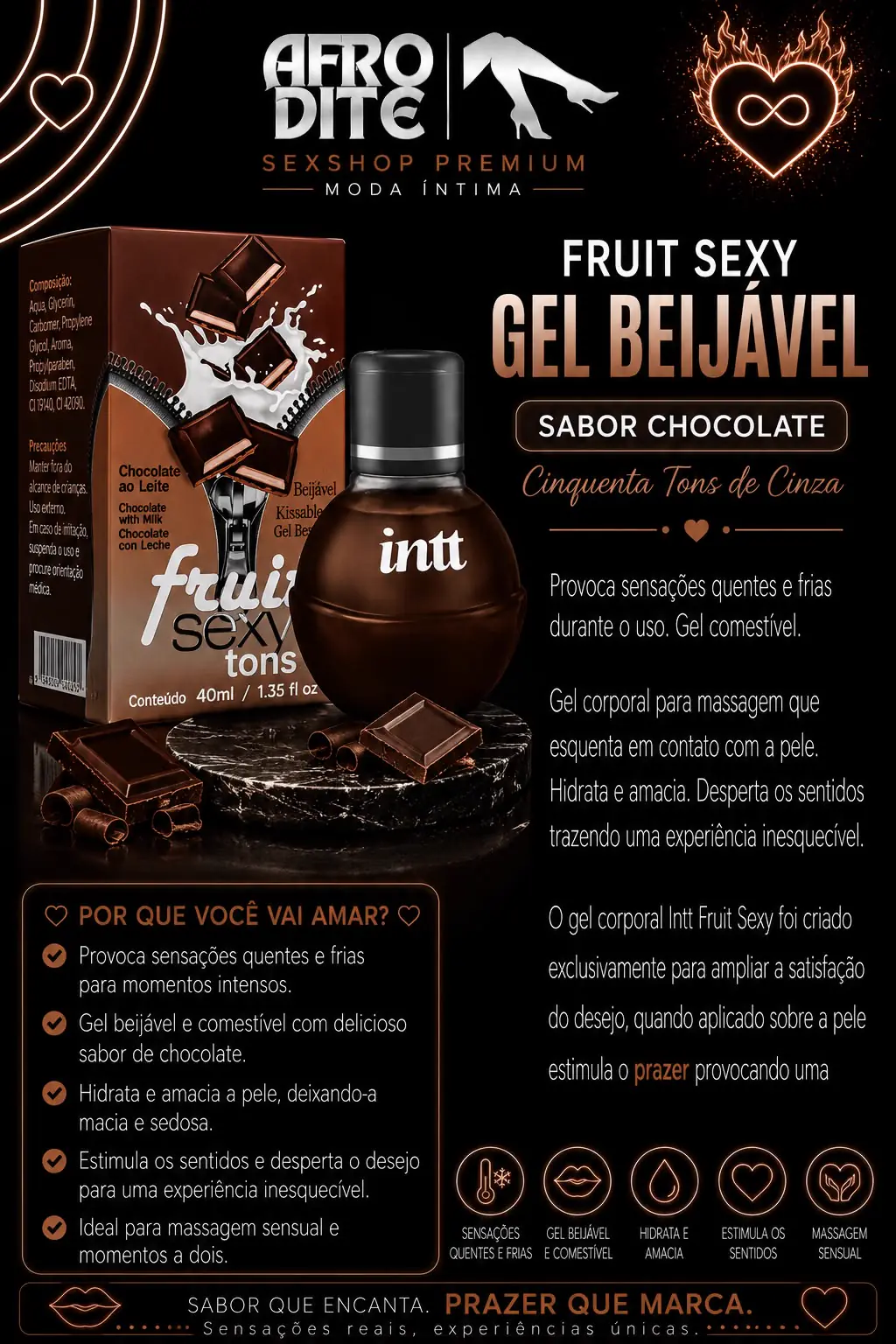 Gel Beijável Chocolate ao Leite Fruit 40ml