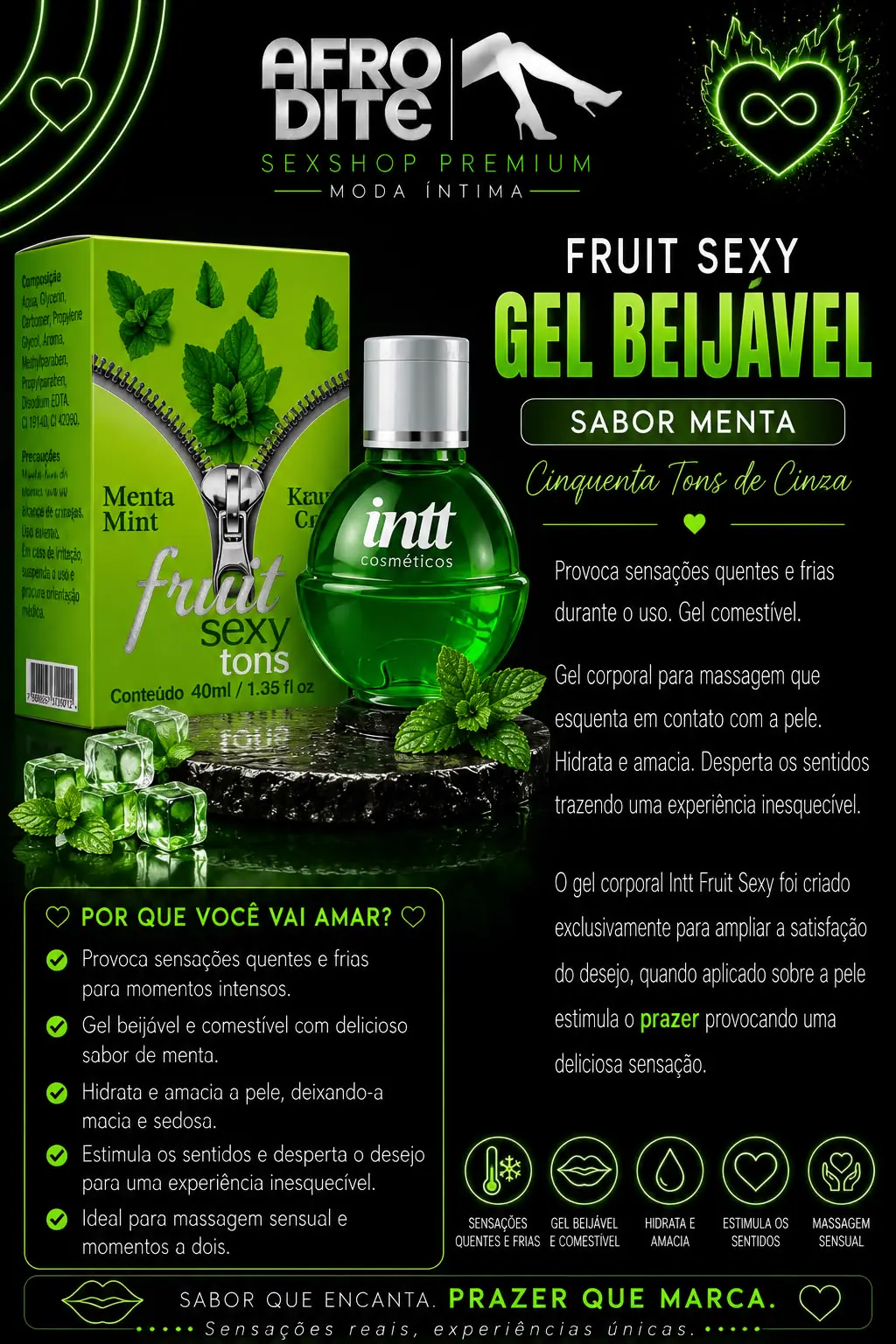Fruit Sexy Gel Beijável Menta 40ml