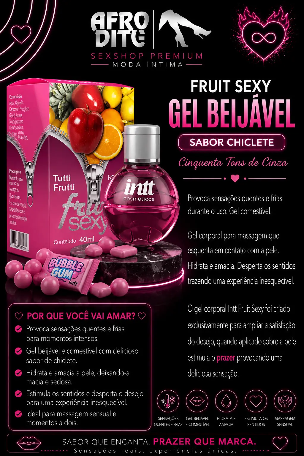Fruit Sexy Gel Beijável Tutti Frutti 40ml