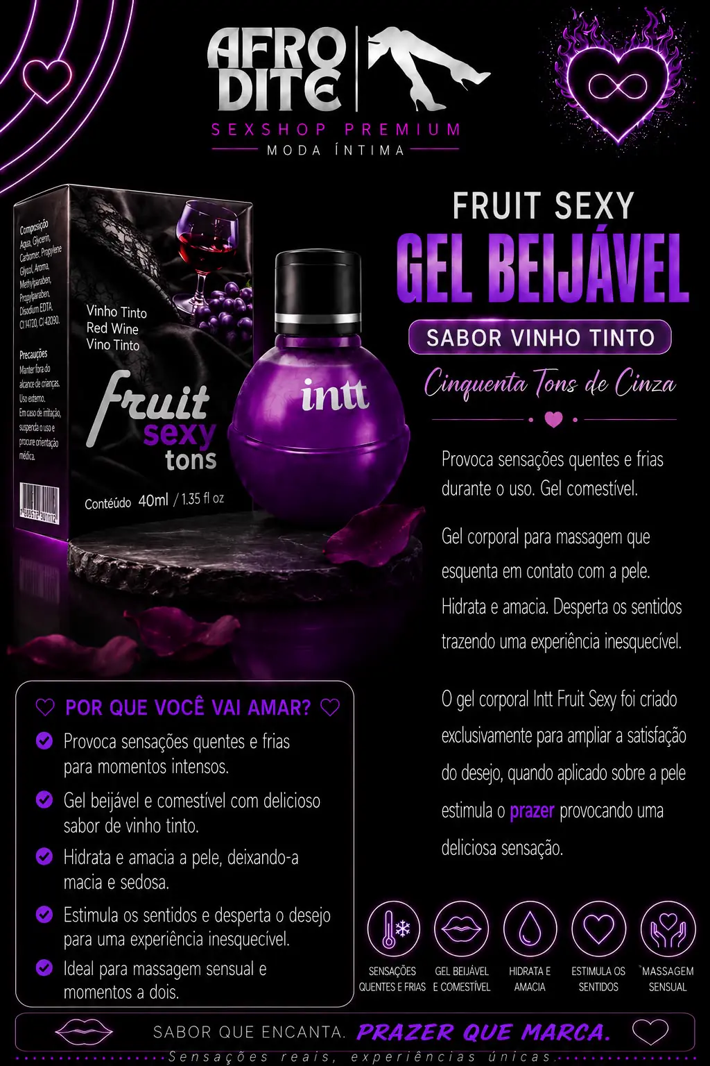 Fruit Sexy Gel Beijável Vinho Tinto 40ml