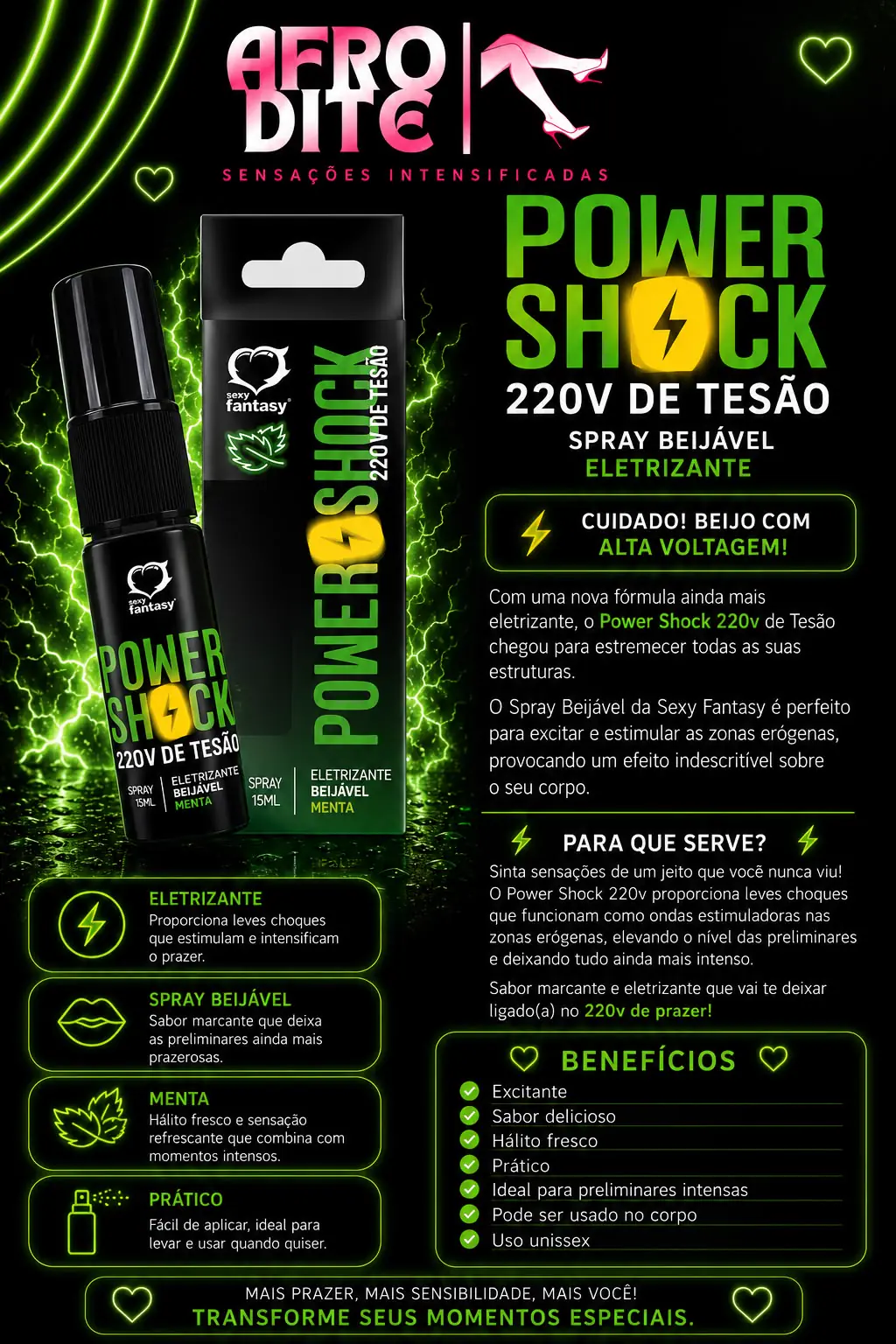 Spray Eletrizante Beijável Menta 15ml