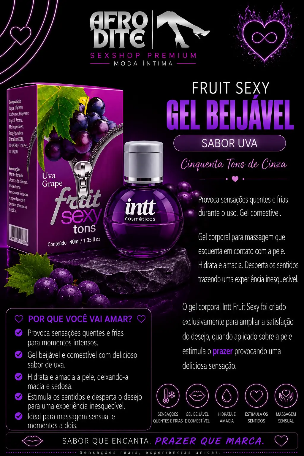 Fruit Sexy Gel Beijável Uva 40ml