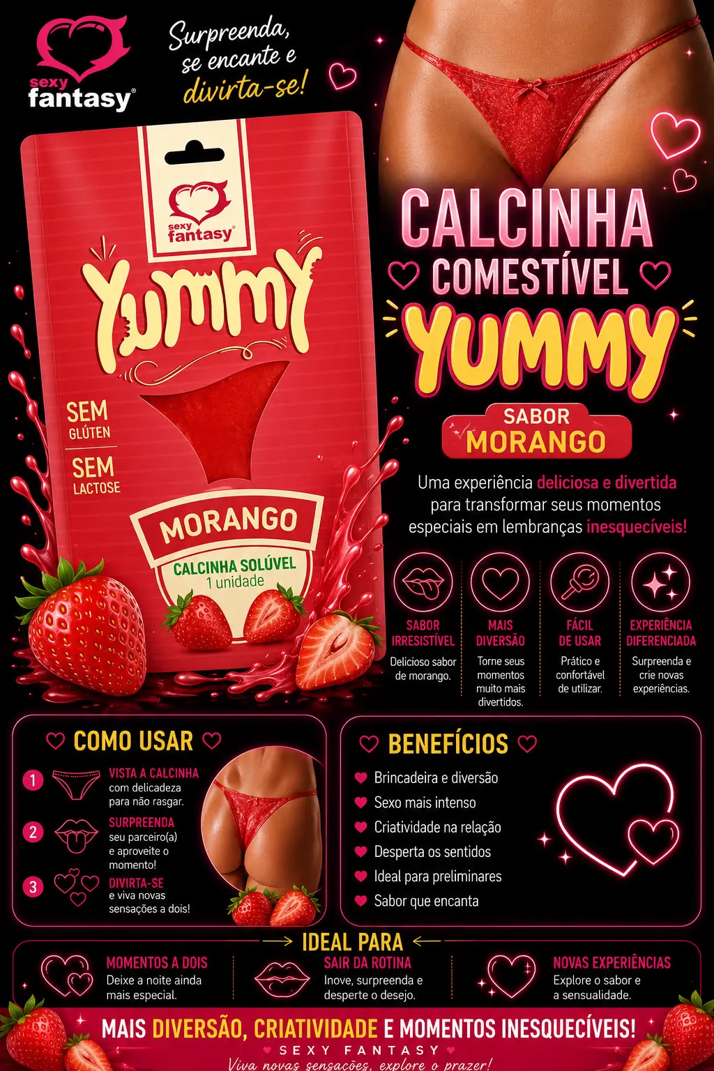 Calcinha Solúvel Sabor Morango