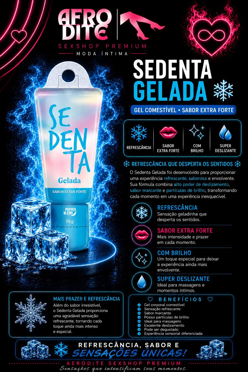 Sedenta Gelada Gel Comestível Extra Forte 18g