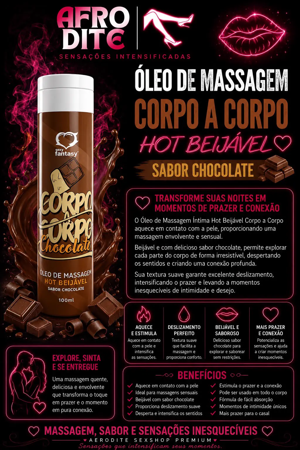 Óleo de Massagem Corpo a Corpo Hot Chocolate 100ml